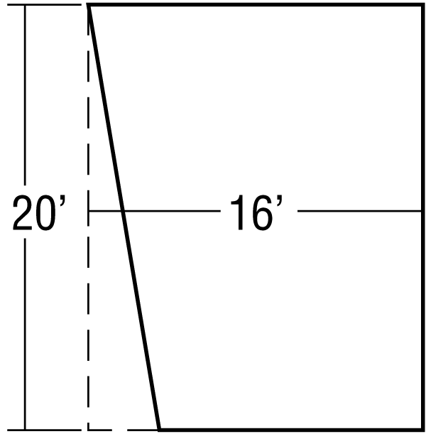 Figure driveway 14' x 20' and your estimate will be good. Here is why: The driveway is 16' at the top and 12' at the bottom. Through the center the width averages 14'.